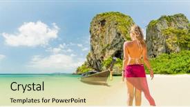  Presentation with krabi - Theme featuring tourist magazine - classy woman on the thai background and a  colored foreground