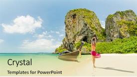  Presentation with krabi - Beautiful PPT theme featuring tourist magazine - classy woman on the thai backdrop and a  colored foreground