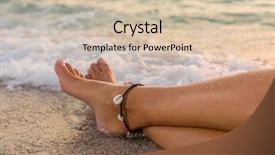  Presentation with sunset beach - Amazing theme having tourist magazine - woman in white bikini backdrop and a  colored foreground