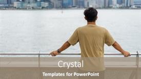  Presentation with hong kong - PPT theme having tourist-man-visit-hong-kong background and a coral colored foreground