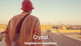  Presentation with building uzbekistan - Slide deck enhanced with tourist near ancient historic building background and a red colored foreground