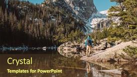  Presentation with rocky - Theme consisting of tourist near dream lake at autumn in rocky mountain national park colorado usa background and a tawny brown colored foreground
