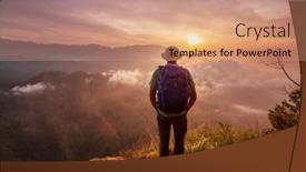  Presentation with tourist - Presentation theme consisting of tourist-on-a-vantage-point background and a coral colored foreground