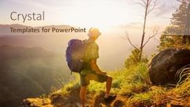  Presentation with tourist - Presentation theme with tourist-on-a-vantage-point background and a lemonade colored foreground