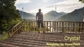  Presentation with tourist - Presentation theme featuring tourist-on-a-vantage-point background and a tawny brown colored foreground