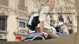  Presentation with granada - Audience pleasing slide set consisting of tourist-on-scooter-on-street backdrop and a coral colored foreground