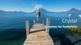  Presentation with guatemala - PPT theme having tourist-on-the-beautiful-lake background and a ocean colored foreground