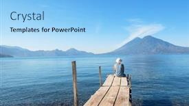  Presentation with central america - Presentation theme consisting of tourist-on-the-beautiful-lake background and a light blue colored foreground