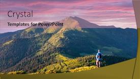  Presentation with tourist - Presentation theme consisting of tourist-on-the-edge background and a coral colored foreground