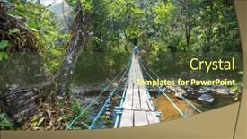  Presentation with suspension bridge - PPT theme consisting of tourist-on-the-suspension-bridge background and a tawny brown colored foreground