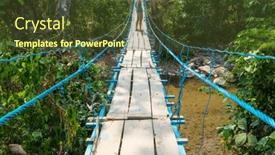  Presentation with suspension bridge - Theme having tourist-on-the-suspension-bridge background and a tawny brown colored foreground