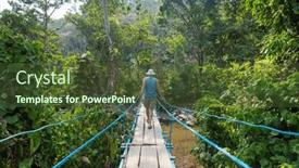  Presentation with suspension - PPT theme featuring tourist-on-the-suspension-bridge background and a tawny brown colored foreground