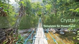  Presentation with suspension bridge - Slide deck featuring tourist-on-the-suspension-bridge background and a tawny brown colored foreground