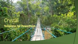  Presentation with suspension - Presentation theme with tourist-on-the-suspension-bridge background and a tawny brown colored foreground