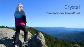  Presentation with mountain top - PPT layouts consisting of tourist-on-the-top background and a light blue colored foreground