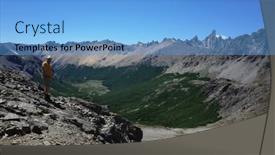  Presentation with mountain top - Slide deck consisting of tourist-on-top-of-mountain background and a light blue colored foreground