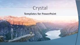  Presentation with tourist - Slide deck having tourist-on-trolltunga-rock background and a light blue colored foreground