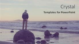  Presentation with south beach - Presentation theme with tourist-on-unusual-moeraki-boulders background and a light gray colored foreground