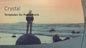  Presentation with south beach - Slides having tourist-on-unusual-moeraki-boulders background and a lemonade colored foreground