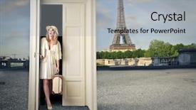  Presentation with magic - Beautiful theme featuring older cute hispanic woman in blue sweater holding up a rolling pin backdrop and a gray colored foreground