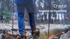  Presentation with walking nordic - Presentation design featuring tourist-or-sportsman-with-walking background and a ocean colored foreground