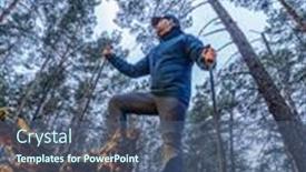  Presentation with walking nordic - Presentation consisting of tourist-or-sportsman-with-walking background and a ocean colored foreground