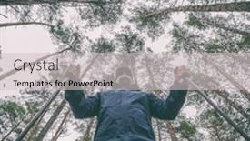  Presentation with walking nordic - Beautiful slide deck featuring tourist-or-sportsman-with-walking backdrop and a light gray colored foreground