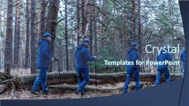 Presentation with walking nordic - PPT theme with tourist-or-sportsman-with-walking background and a ocean colored foreground