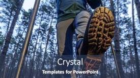  Presentation with walking nordic - Colorful slide set enhanced with tourist-or-sportsman-with-walking backdrop and a ocean colored foreground