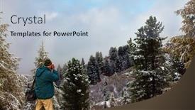  Presentation with spruce - Slide set featuring tourist-photographer-in-a-jacket background and a light blue colored foreground