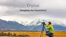  Presentation with tourist - PPT theme having tourist-photographer-taking-pictures background and a light gray colored foreground