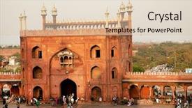  Presentation with old india - Audience pleasing slide deck consisting of tourist places - architectural detail of jama masjid backdrop and a lemonade colored foreground