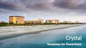  Presentation with hotels - Theme enhanced with tourist places - cocoa beach florida beachfront hotels background and a teal colored foreground