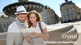  Presentation with couple - Audience pleasing PPT layouts consisting of tourist places - couple standing by a fountain backdrop and a gray colored foreground