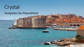  Presentation with dubrovnik - Colorful PPT theme enhanced with tourist places - dubrovnik fortress backdrop and a light blue colored foreground