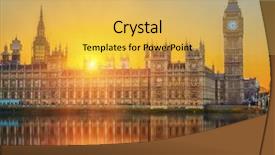  Presentation with parliament - Colorful presentation theme enhanced with tourist places - houses of parliament at sunset backdrop and a yellow colored foreground