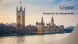  Presentation with parliament westminster london england - Slide deck enhanced with tourist places - houses of parliament in london background and a  colored foreground