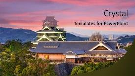  Presentation with japan castle - Cool new theme with tourist places - kumamoto castle in japan backdrop and a coral colored foreground