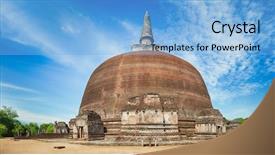  Presentation with sri lanka tamil - Cool new slide deck with tourist places - rankoth vehera in the world backdrop and a light blue colored foreground