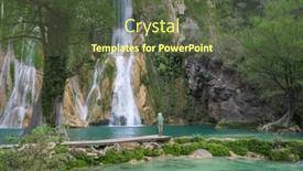  Presentation with waterfall - Slides having tourist-resting-near-beautiful-waterfall background and a tawny brown colored foreground