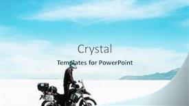  Presentation with motorbike - PPT layouts with tourist-riding-motorbike-in-salar background and a arctic colored foreground
