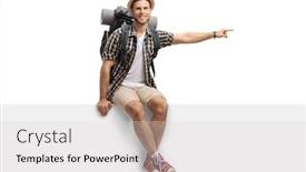  Presentation with tourist - Slides having tourist-sitting-on-a-panel background and a light gray colored foreground