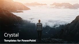  Presentation with fog - Presentation consisting of tourist-stands-over-the-fog background and a wine colored foreground