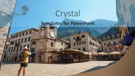  Presentation with kotor montenegro - Slide set having tourist-takes-pictures-street-view and a light blue colored foreground