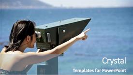  Presentation with cape town - Theme with vision 2010 - tourist telescope at boulders beach background and a light blue colored foreground