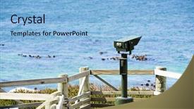  Presentation with cape town - Colorful PPT layouts enhanced with vision 2010 - tourist telescope at boulders beach backdrop and a light blue colored foreground