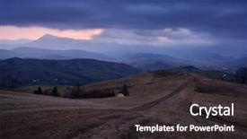  Presentation with stormy sky and dark clouds - PPT theme having tourist tent in a mountain background and a dark gray colored foreground