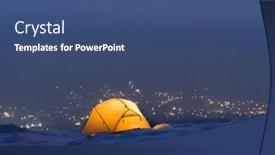  Presentation with tent - Theme with tourist-tent-in-snowy-mountains background and a  colored foreground