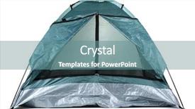  Presentation with tent - PPT theme consisting of tourist tent isolated on white background and a seafoam green colored foreground