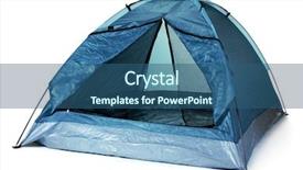  Presentation with tent - Audience pleasing slide deck consisting of tourist tent isolated on white backdrop and a ocean colored foreground